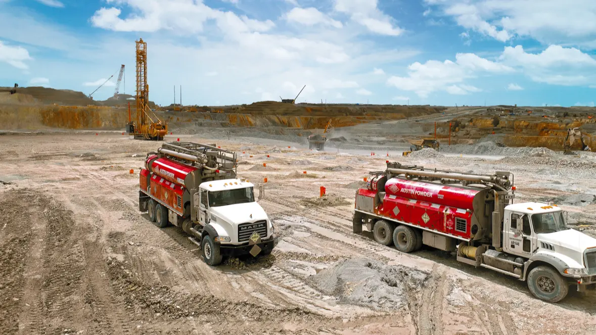 Trucks on Blast Site